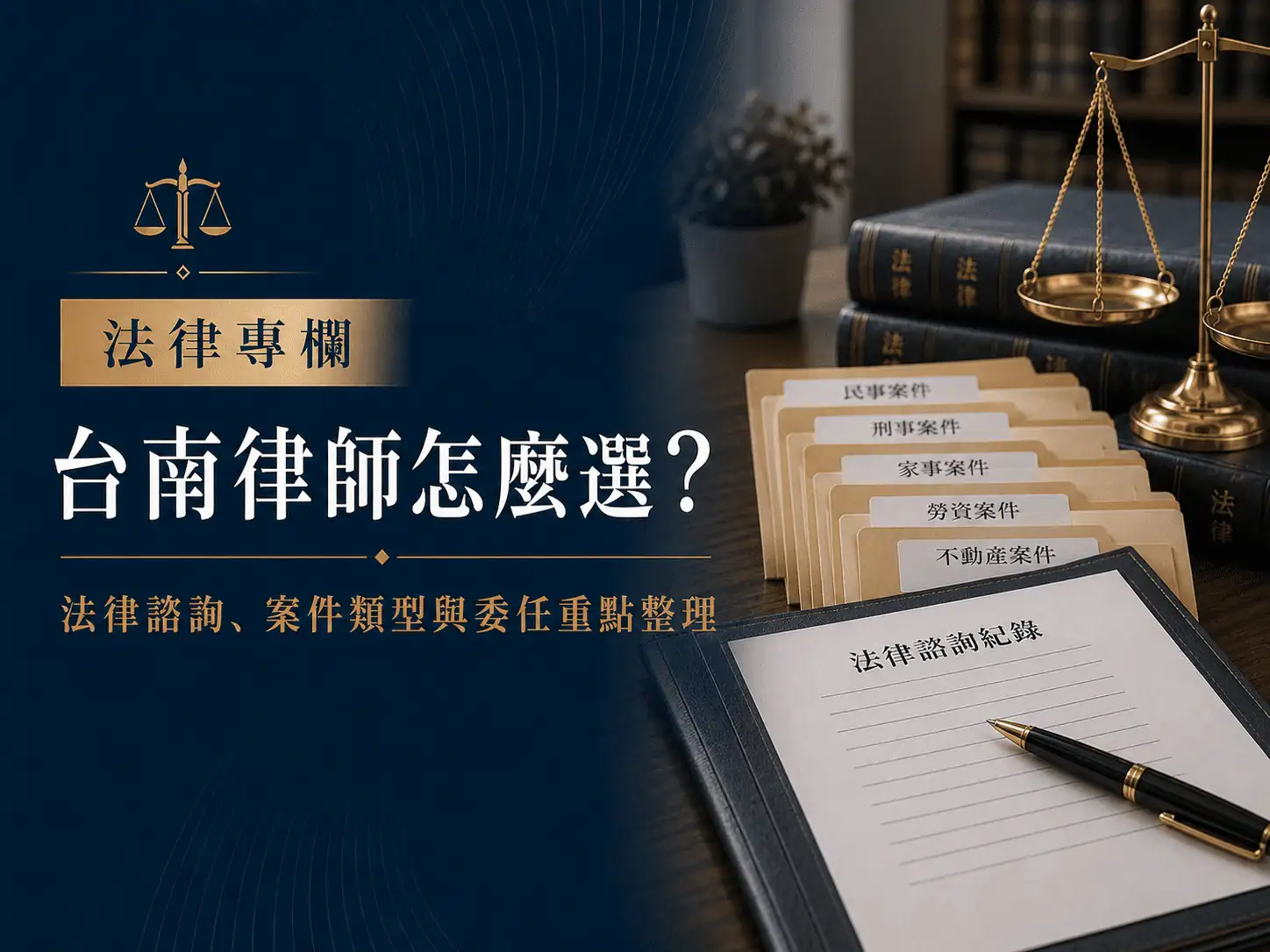 台南律師怎麼選？法律諮詢、案件類型與委任重點整理